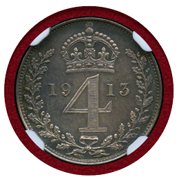 イギリス 1913年 銀貨 Maundyセット ジョージ5世 NGC MS63-65
