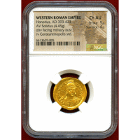 【SOLD】西ローマ帝国 393-423年 ソリダス 金貨 ホノリウス NGC Ch AU