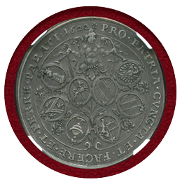 ドイツ アウクスブルク1622年 1/2ターラー 銀貨 ウルム都市景観 NGC AU50