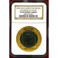 ジブラルタル 2000年 クラウン バイメタル貨 ペニーポスト160周年記念 NGC PF69UC