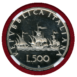 イタリア 1992R 500リレ 銀貨 コロンブスの船 NGC PF66UC