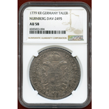 【SOLD】ドイツ ニュルンベルク 1779KR ターラー 銀貨 都市景観 NGC AU58