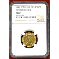 リヒテンシュタイン 1728DATED ダカット 金貨 リストライク NGC MS67