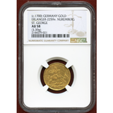 【SOLD】ドイツ ニュルンベルク (1700) ダカット金貨 セント・ジョージ NGC AU58