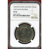 リヒテンシュタイン 1862(1966) ターラー銀貨 ヨーハン2世 リストライク PF66