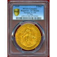 【SOLD】ドイツ バイエルン 1640年 5ダカット マキシミリアン1世 AU Details