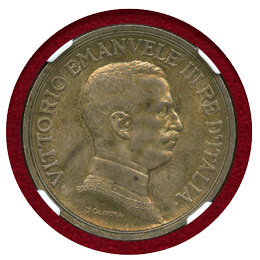 【SOLD】イタリア 1914R 5リレ 銀貨 エマヌエレ3世 クァドリガ NGC MS63
