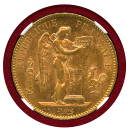 フランス 1907A 100フラン 金貨 エンジェル NGC MS61