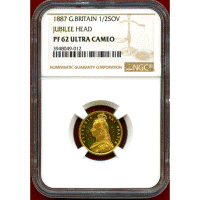 【SOLD】イギリス 1887年 1/2ソブリン 金貨 ヴィクトリア ジュビリーヘッド PF62UC
