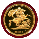 【SOLD】イギリス 2011年 1/2ソブリン 金貨 エリザベス2世 NGC PF70UC