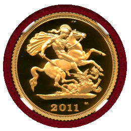 【SOLD】イギリス 2011年 1/2ソブリン 金貨 エリザベス2世 NGC PF70UC