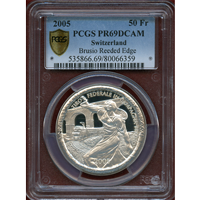 スイス 現代射撃祭 2005年 50フラン 銀貨 ブルシオ PCGS PR69DCAM
