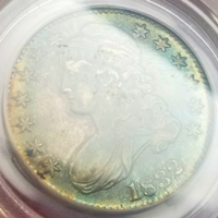 アメリカ 1832年 50C 銀貨 キャップドバスト Small Letters PCGS AU58
