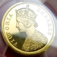 英領インド 1879(b) モハール 金貨 リストライク ヴィクトリア PCGS PR65CAM