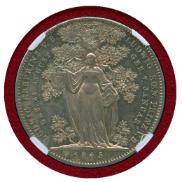 ドイツ バイエルン 1845年 2ターラー 銀貨 二人の皇孫誕生記念 NGC MS62PL