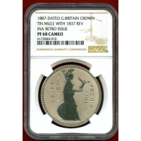 イギリス (1887) クラウン 錫貨 ファンタジー ボノミ NGC PF68CAMEO