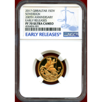ジブラルタル 2017年 ソブリン 金貨 ソブリン200周年記念 NGC PF70UC ER