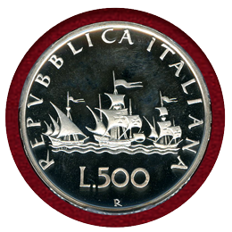 【SOLD】イタリア 1990R 500リレ プルーフ銀貨 PCGS PR67DCAM