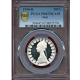 【SOLD】イタリア 1990R 500リレ プルーフ銀貨 PCGS PR67DCAM