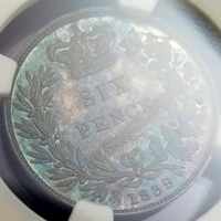 【SOLD】イギリス 1839年 6ペンス 銀貨 ヴィクトリア プレーンエッジ NGC PF64