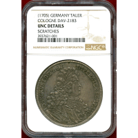 ドイツ ケルン (1705) ターラー 銀貨 都市景観 NGC UNC DETAILS