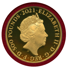 イギリス 2021年 500ポンド(5oz) 金貨 ゴシッククラウン 紋章 NGC PF69UC