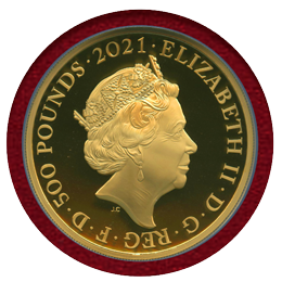 イギリス 2021年 500ポンド(5oz) 金貨 ゴシッククラウン 肖像 NGC PF70UC