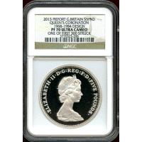 【SOLD】イギリス 2013年 5ポンド 銀貨 ピエフォー エリザベス2世戴冠60年 PF70UC