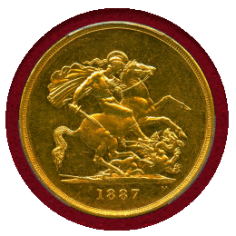 【SOLD】イギリス 1887年 5ポンド 金貨 ヴィクトリア ジュビリーヘッド PCGS MS62