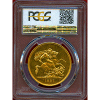 【SOLD】イギリス 1887年 5ポンド 金貨 ヴィクトリア ジュビリーヘッド PCGS MS62