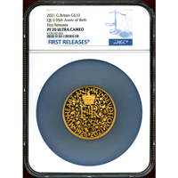 イギリス 2021年 £10(5oz) 金貨 エリザベス2世生誕95周年 NGC PF70UC FR