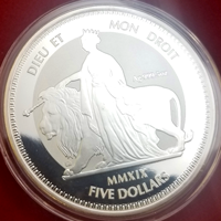 英領ヴァージン諸島 2019年 5ドル(5oz) 銀貨 ウナとライオン