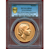 イギリス 1953年 エリザベス2世女王戴冠記念 アルミニウムメダル PCGS SP65