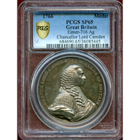 イギリス 1766年 チャールズ・プラット・カムデン 銀メダル PCGS SP65