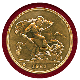 イギリス 1987年 5ポンド 金貨 エリザベス2世