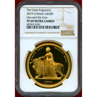 イギリス 2019年 200ポンド(2oz) 金貨 ウナとライオン NGC PF69UC