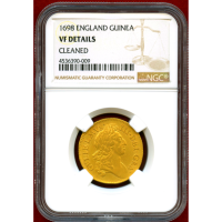 イギリス 1698年 1ギニー 金貨 ウィリアム3世 NGC VF DETAILS