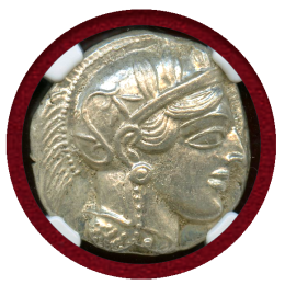 古代ギリシャ アッティカ アテネ 440-404BC 4ドラクマ 銀貨 フクロウ NGC Ch AU