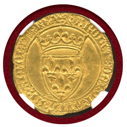 フランス (1380-1422) エキュドール金貨 シャルル6世 NGC MS61