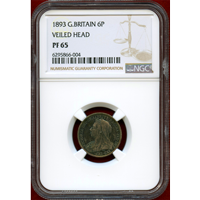イギリス 1893年 6ペンス 銀貨 ヴィクトリア オールドヘッド NGC PF65