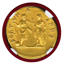 ローマ帝国 117-138年 アウレウス金貨 ハドリアヌス NGC AU 5/5 3/5 FS