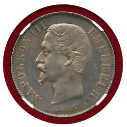 【SOLD】フランス 1854A 5フラン 銀貨 ナポレオン3世 NGC MS62