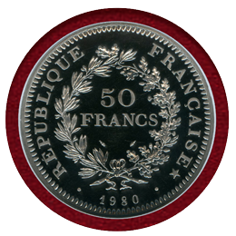 フランス 1980年 50フラン プラチナ貨 ピエフォー ヘラクレス NGC PF68CAMEO