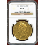 イギリス 1741年 5ギニー 金貨 ジョージ2世 ヤングヘッド NGC AU50