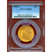 アメリカ 1909S $10 金貨 インディアンヘッド PCGS MS62