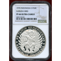 【SOLD】インドネシア 1970年 750ルピア 銀貨 ガルーダバード NGC PF66UC