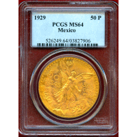 メキシコ 1929年 50ペソ 金貨 勝利の女神 PCGS MS64