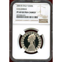 【SOLD】イタリア 2001R 500リレ 銀貨 NGC PF69UC