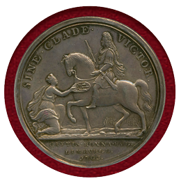 【SOLD】イギリス 1703年 銀メダル アン女王 都市占領記念 NGC MS63