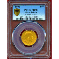 【SOLD】イギリス 1902年 ソブリン 金貨 エドワード7世 PCGS PR58 Matte